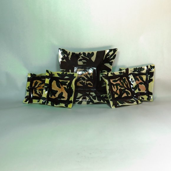 Unique Slab Pottery 5 Piece Set - Picture 3 of 8